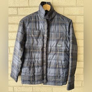 Abercrombie & Fitch Boys Gray Plaid Fleece Lined Puffer Jacket Sz 11-12